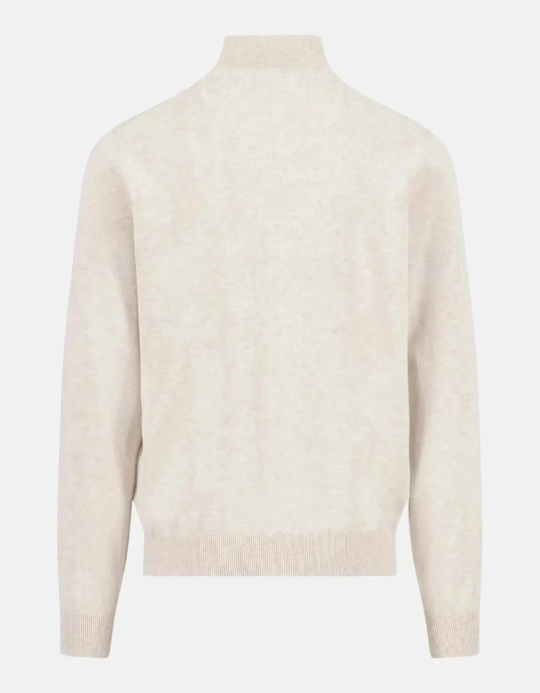 Fine Knit Cotton 1/4 Zip Sweater New Off-White