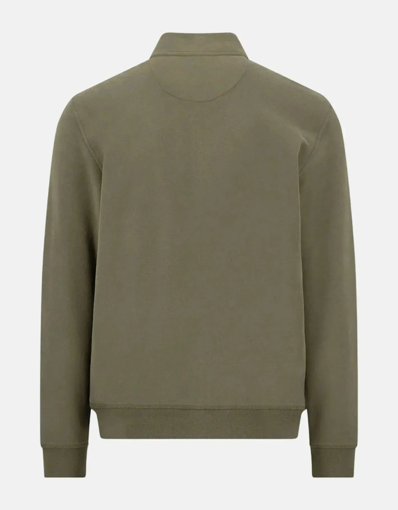 Stand Collar Full Zip Sweatshirt Dark Khaki