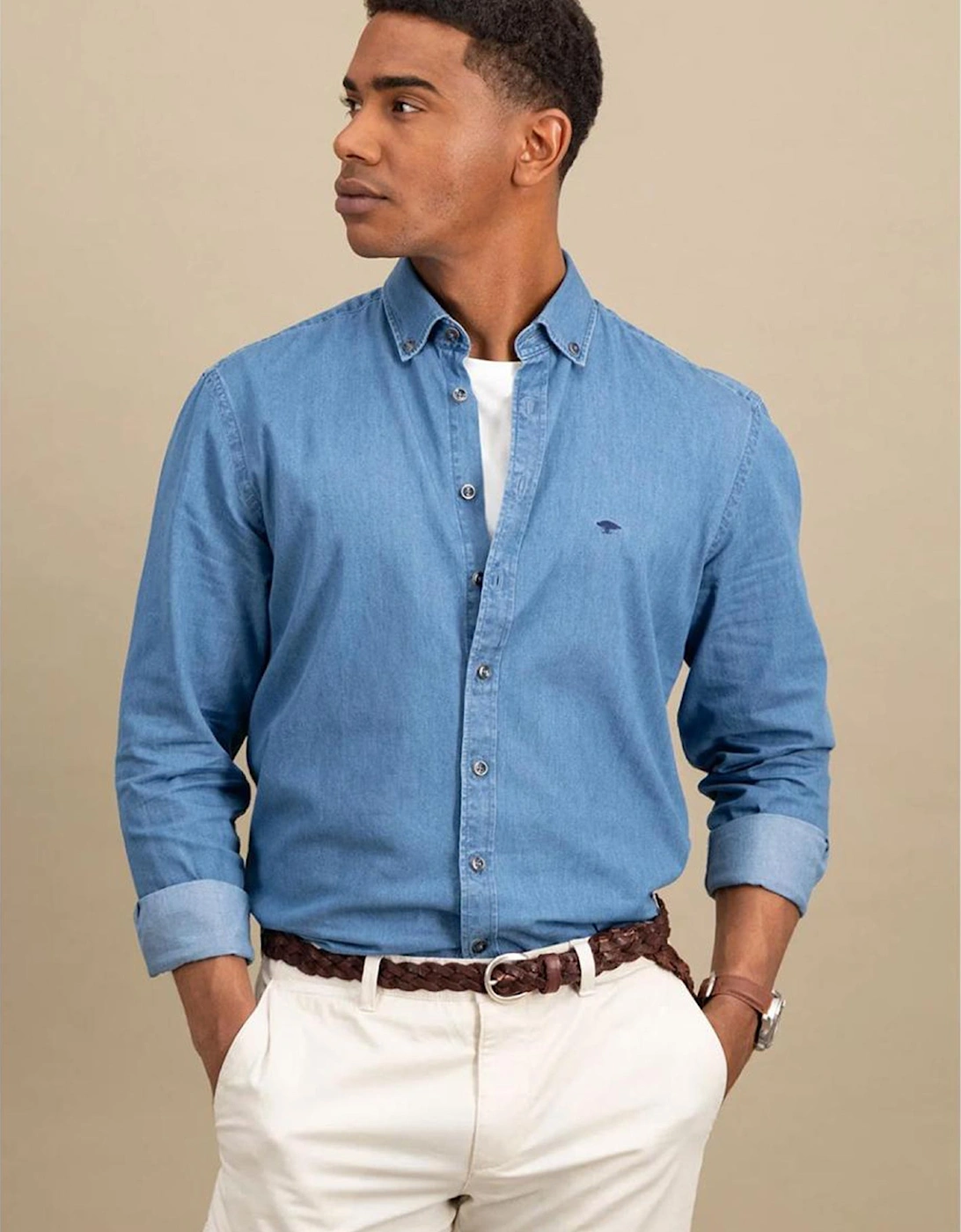 Button Down Denim Shirt Crystal Blue