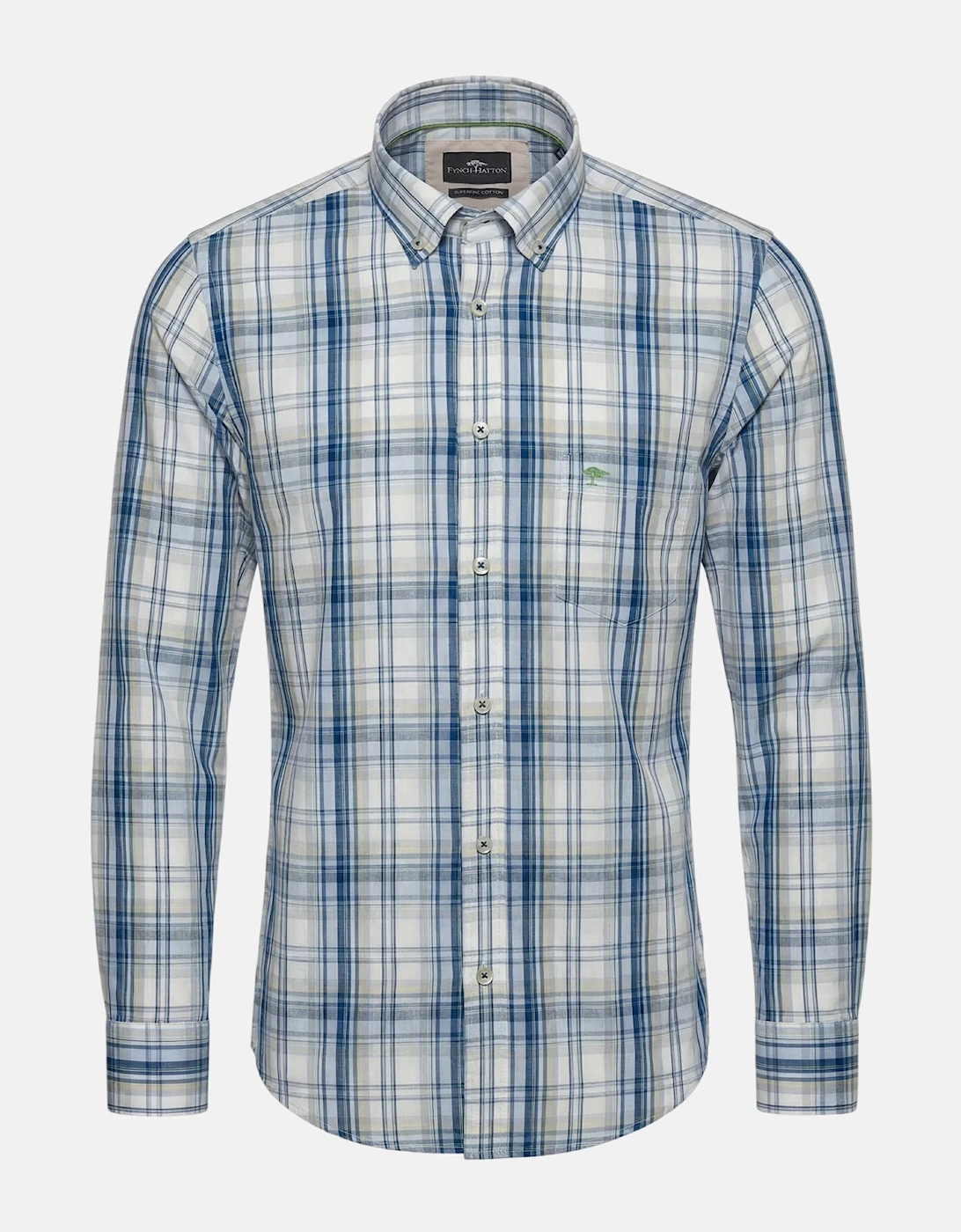 Cotton Check Button Down Shirt Harbour Blue, 3 of 2