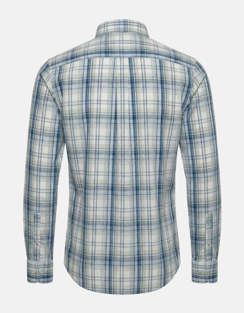 Cotton Check Button Down Shirt Harbour Blue