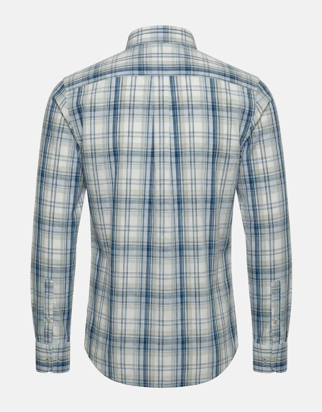Cotton Check Button Down Shirt Harbour Blue