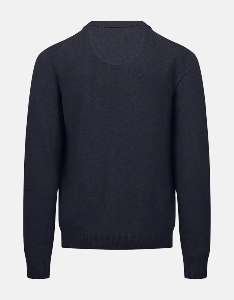 Superfine Polo Collar Cotton Knit Navy