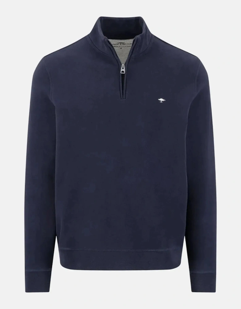 1/4 Zip Stand Collar Sweatshirt Navy
