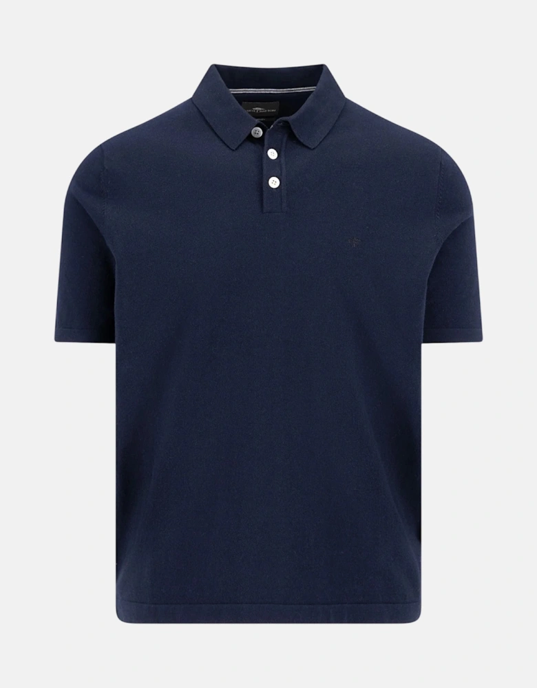 Fine Knit Polo Shirt Navy