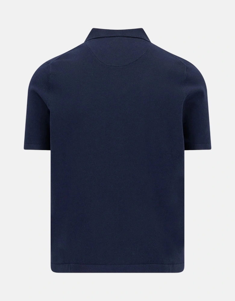 Fine Knit Polo Shirt Navy