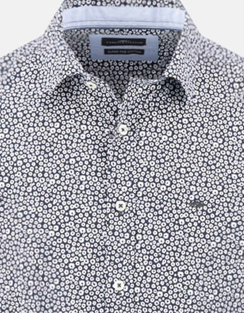 Essential Premium Print Kent Collar Shirt Navy