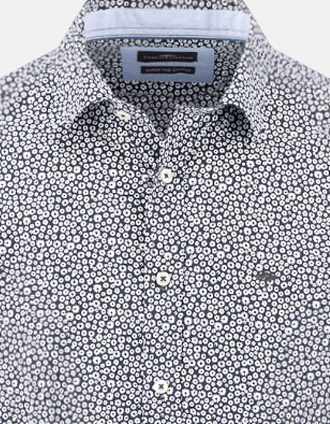 Essential Premium Print Kent Collar Shirt Navy