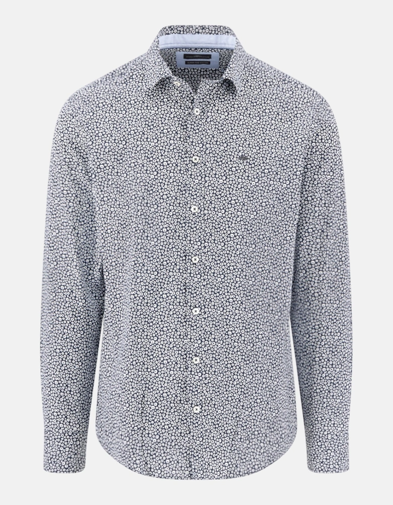 Essential Premium Print Kent Collar Shirt Navy