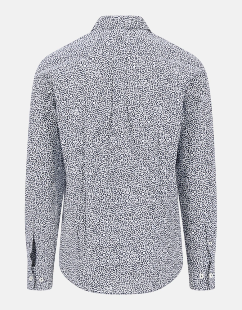 Essential Premium Print Kent Collar Shirt Navy