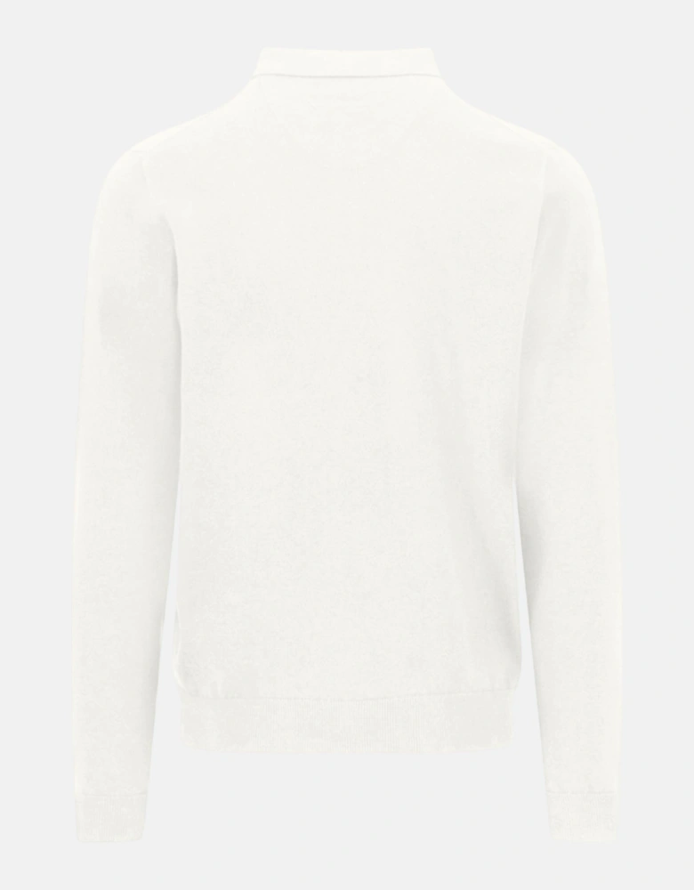 Polo Collar Fine Knit Cotton Sweater New Off-White