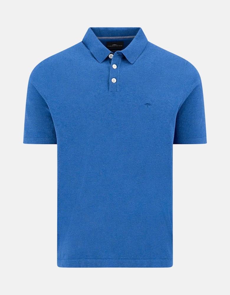 Fine Knit Polo Shirt Harbour Blue