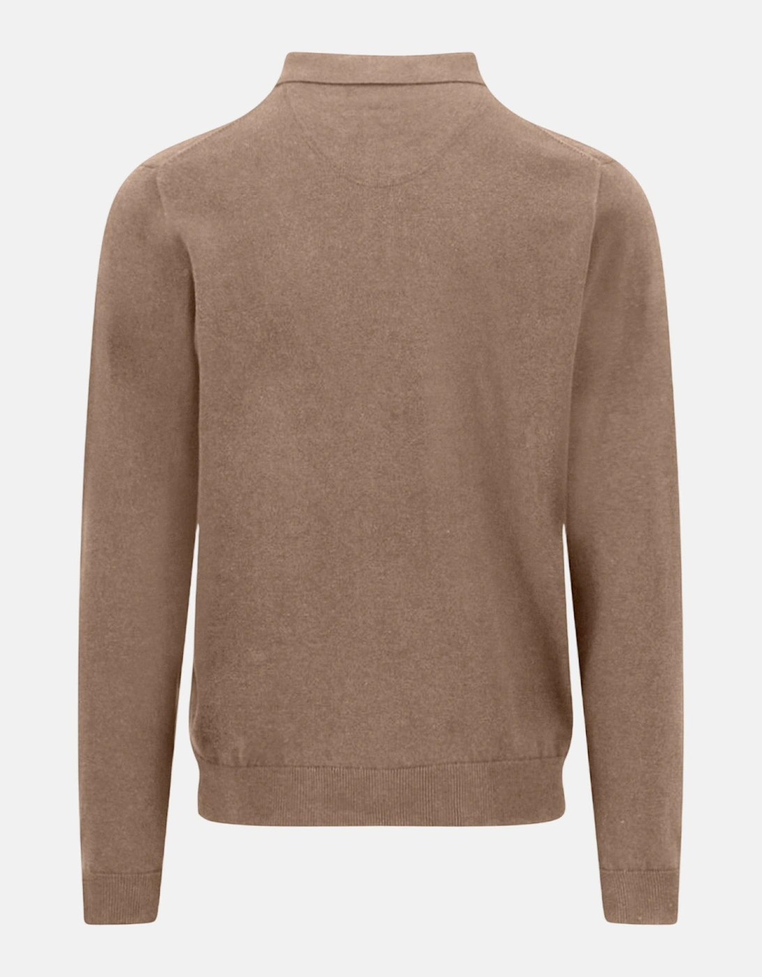 Polo Collar Fine Knit Cotton Sweater Affogato