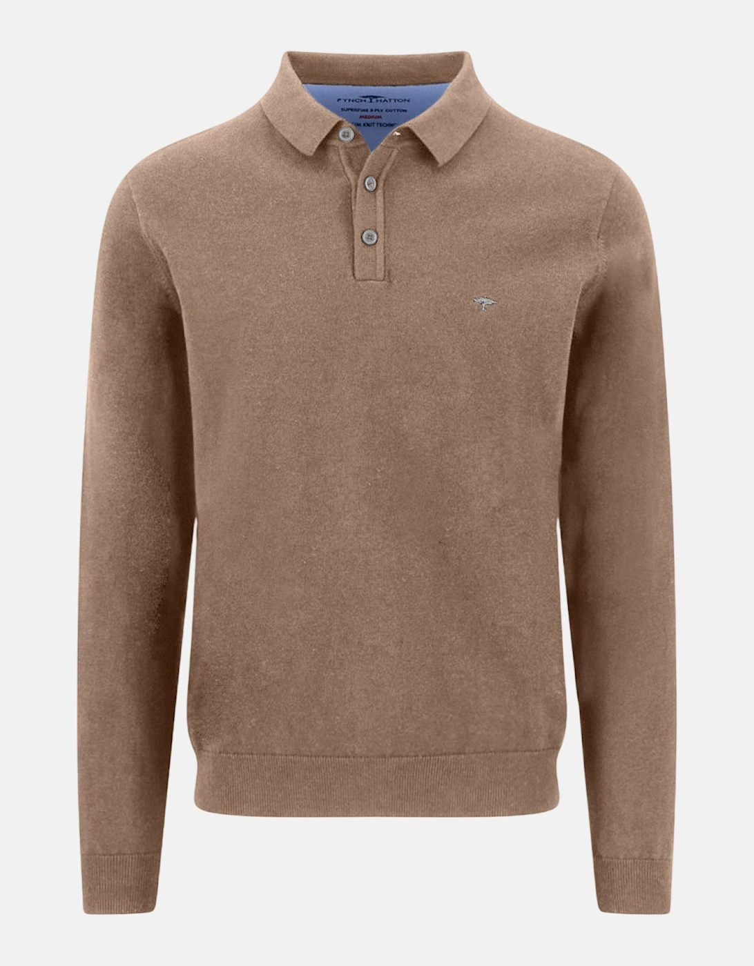 Polo Collar Fine Knit Cotton Sweater Affogato, 4 of 3