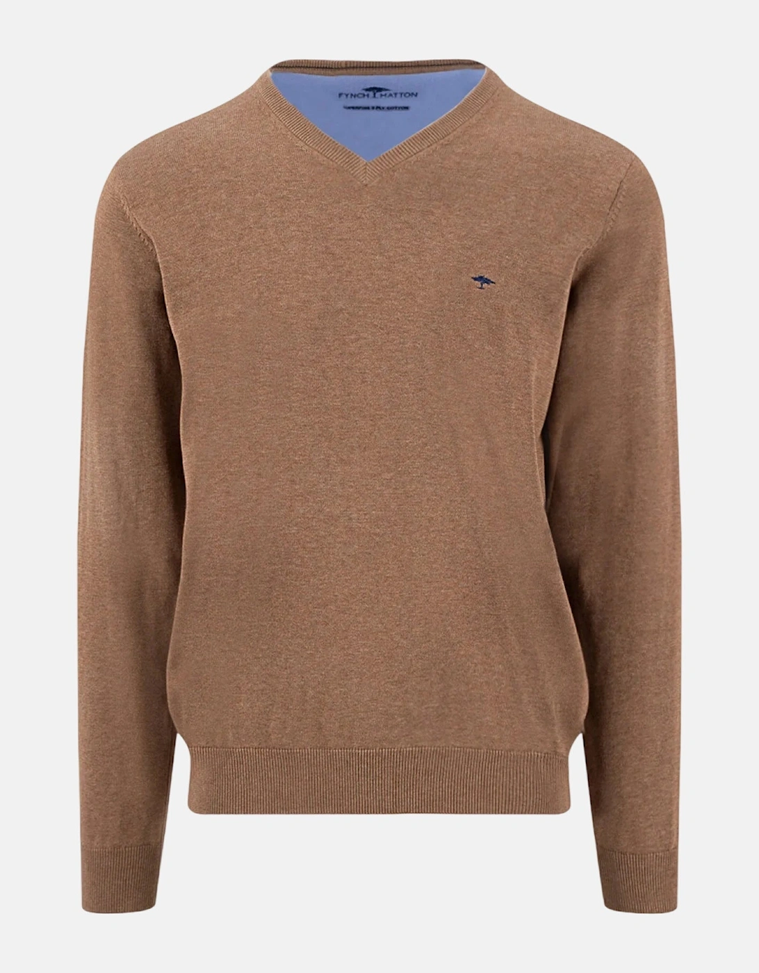 V-Neck Fine Knit Cotton Sweater Affogato, 6 of 5