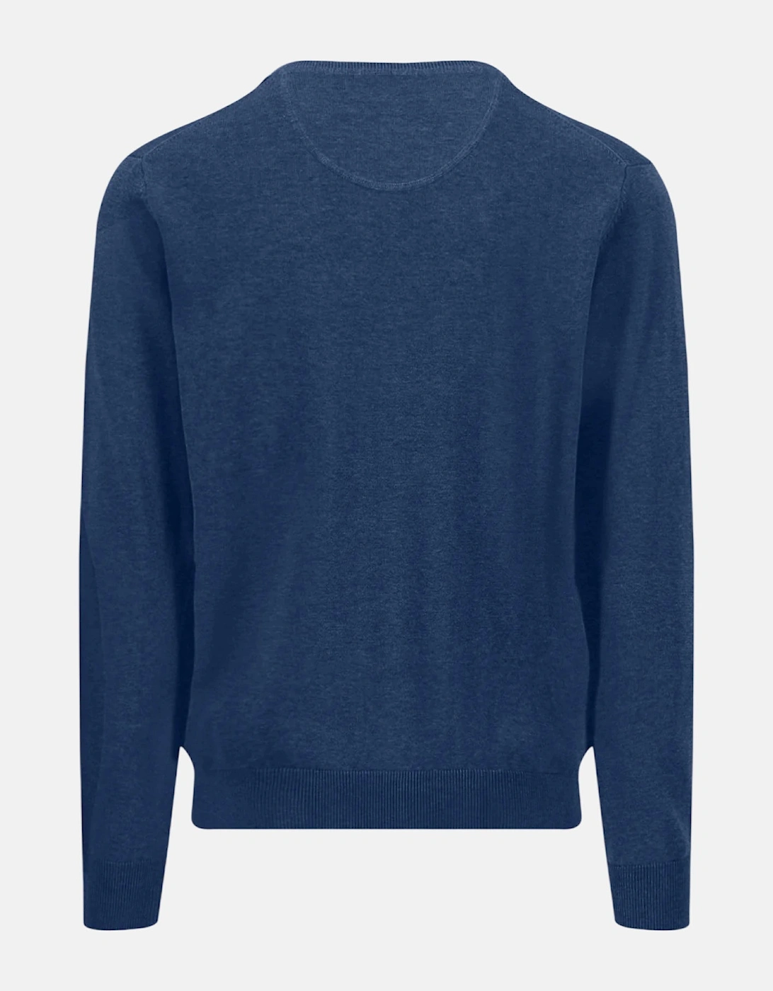 V-Neck Fine Knit Cotton Sweater Midnight