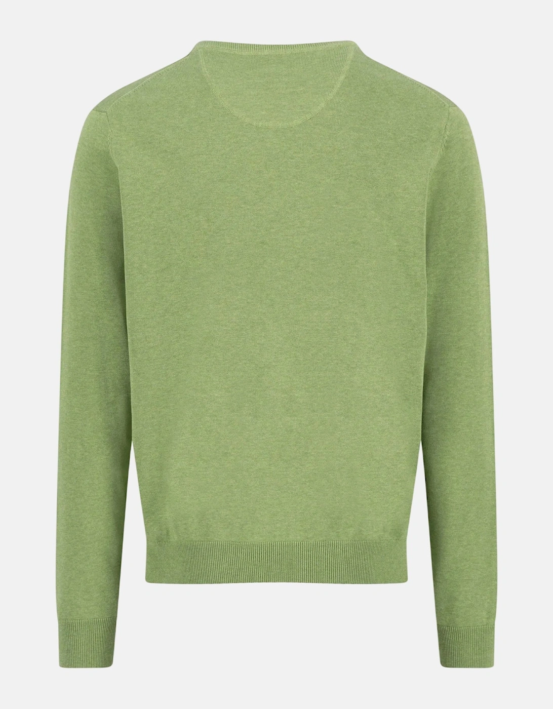 V-Neck Fine Knit Cotton Sweater Avocado