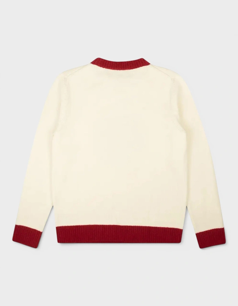 Monogram Monogram Crew Knit Sweater White Red