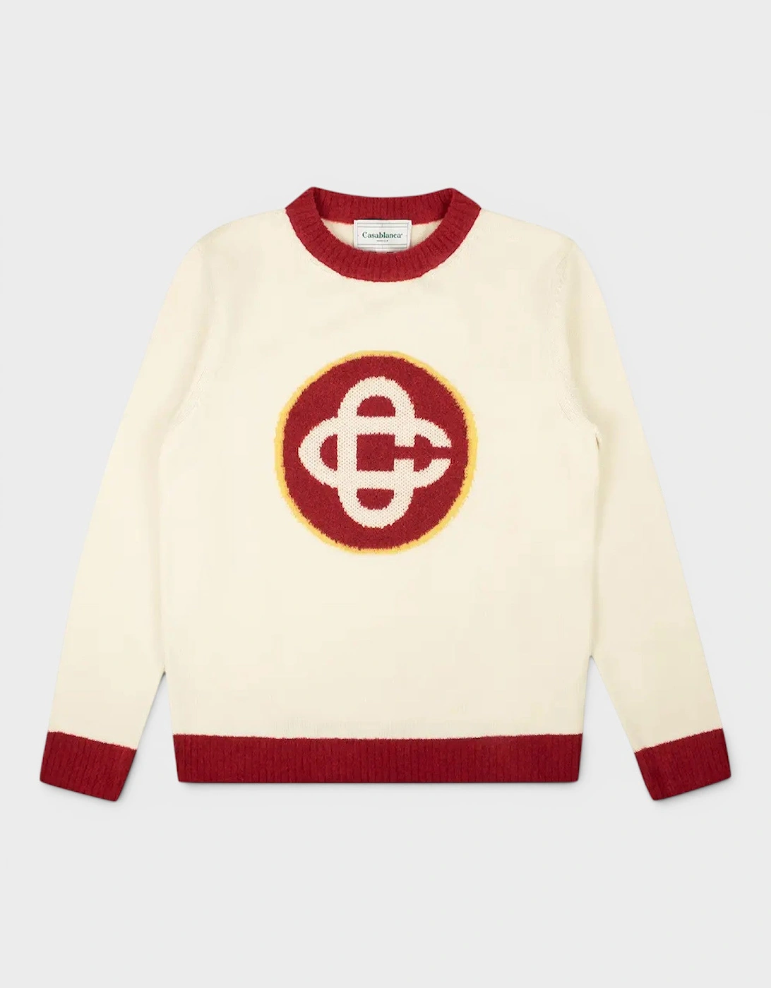 Monogram Monogram Crew Knit Sweater White Red