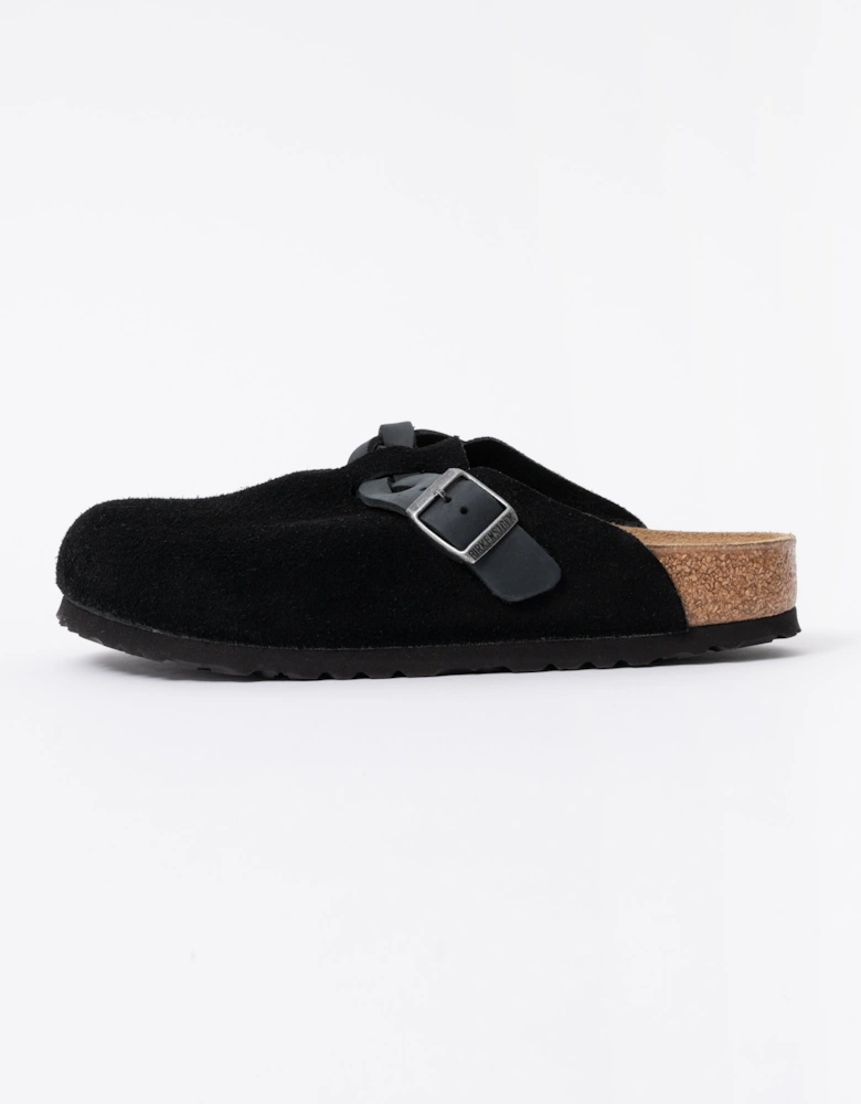 Birkenstock Boston Braided Suede Leather Womens Clogs - Black