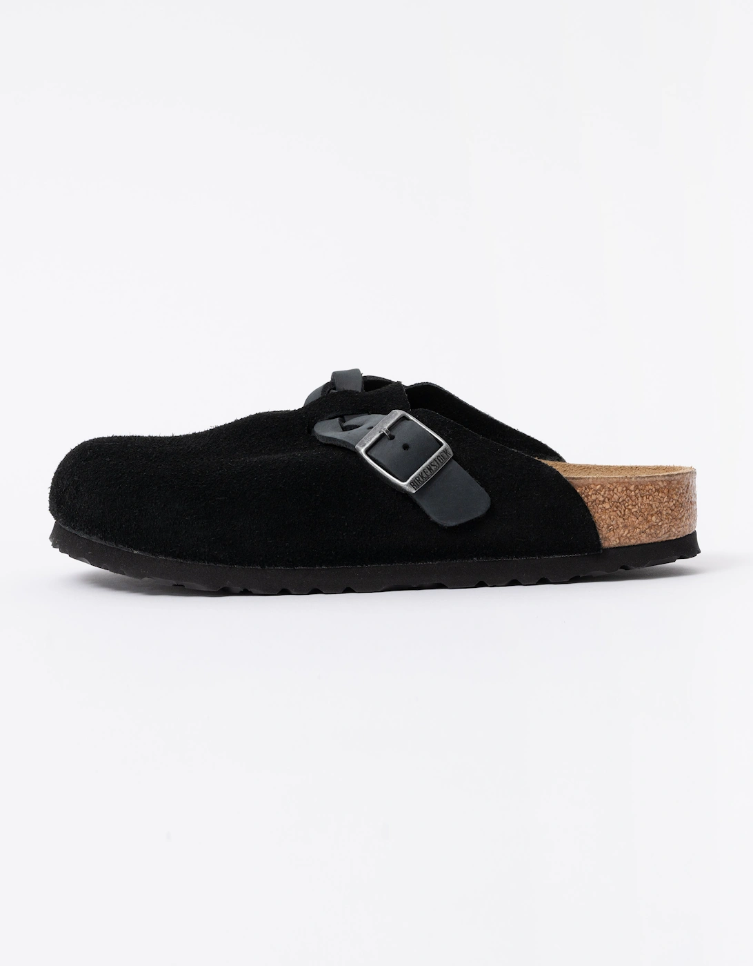 Birkenstock Boston Braided Suede Leather Womens Clogs - Black
