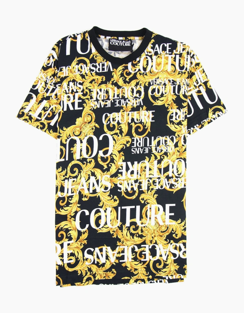 Versace Jeans Couture Logo Baroque Print T-shirt Black 899