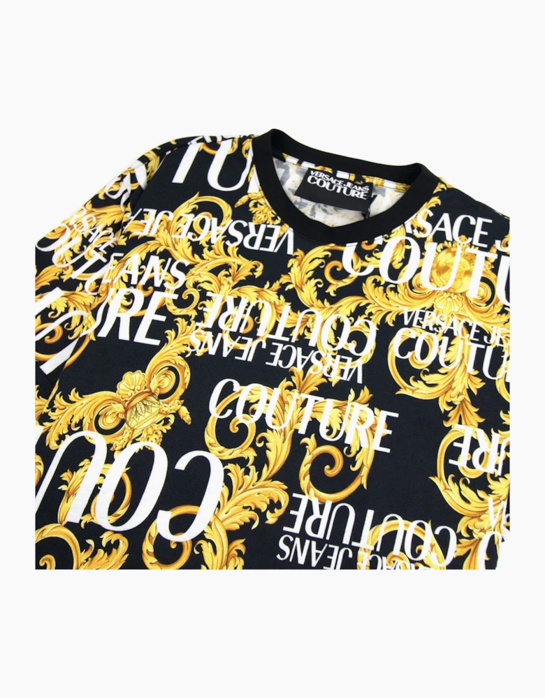 Versace Jeans Couture Logo Baroque Print T-shirt Black 899