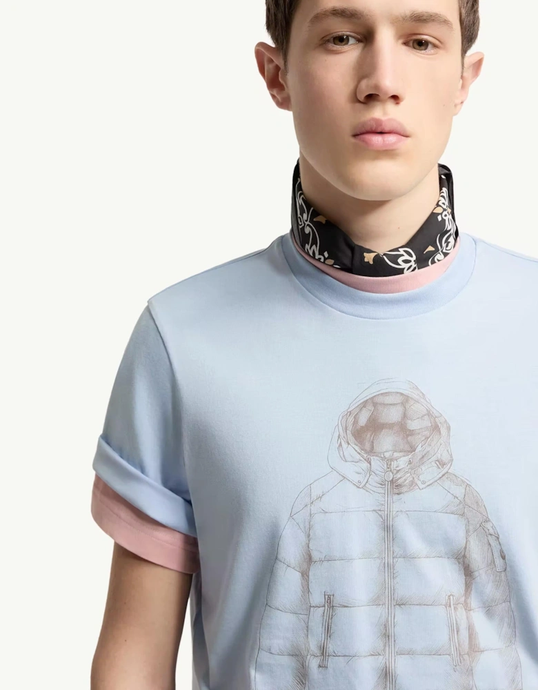 Printed Cotton T-Shirt Blue