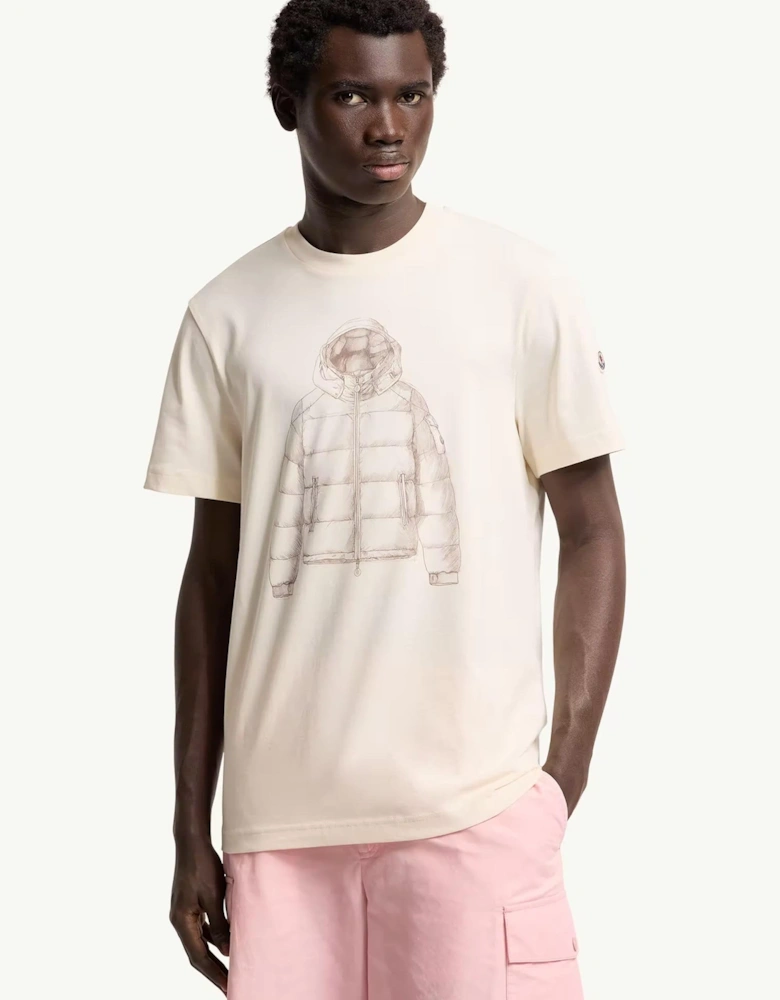 Printed Cotton T-Shirt Beige