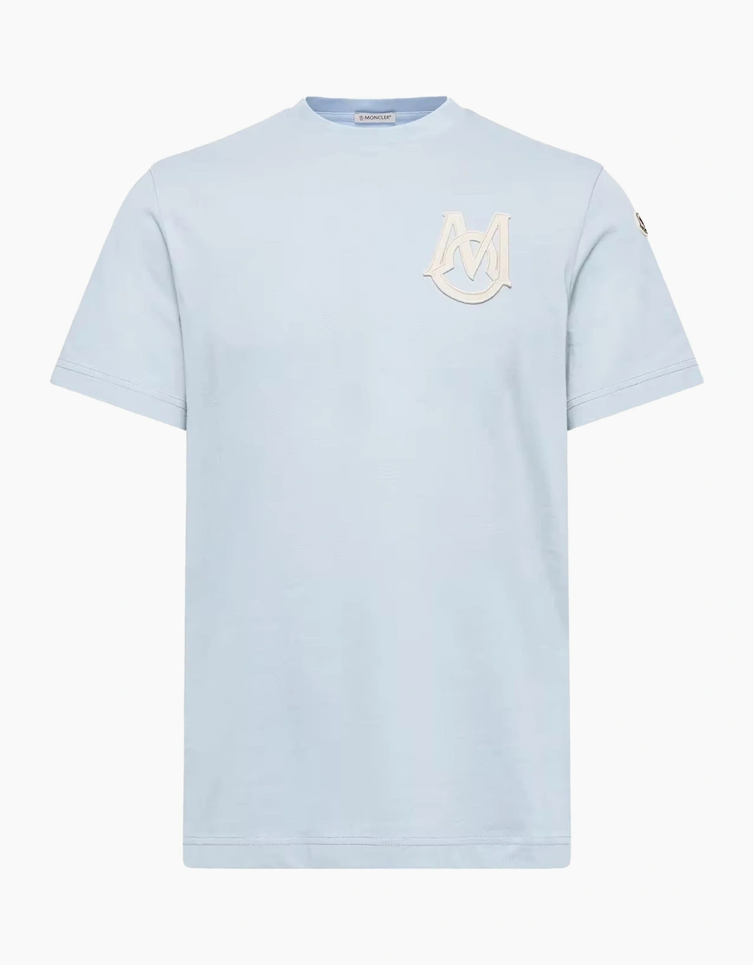 Moncler Men's Blue Branded Cotton T Shirt - Size: 38