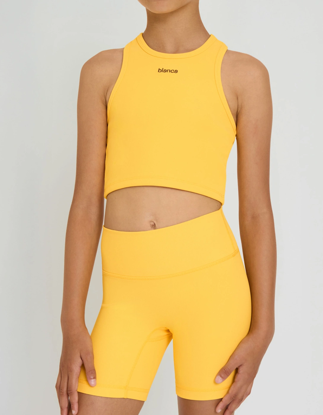 Blanca Sport Girls Ribbed Cycling Shorts Set in Yellow