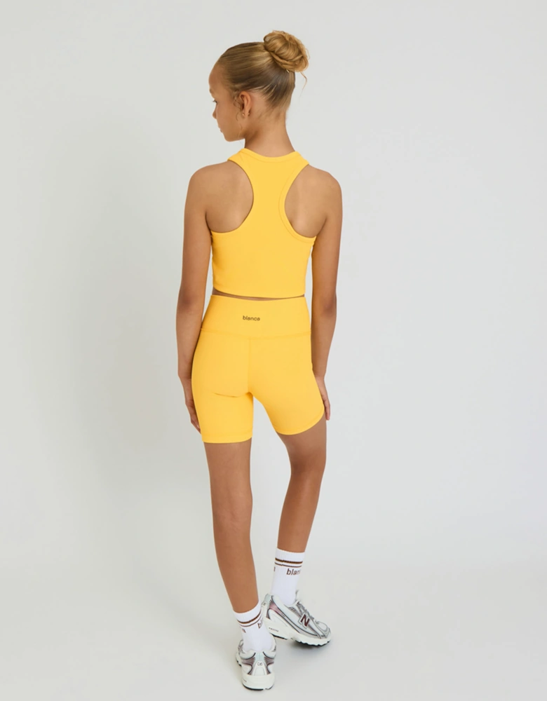 Blanca Sport Girls Ribbed Cycling Shorts Set in Yellow