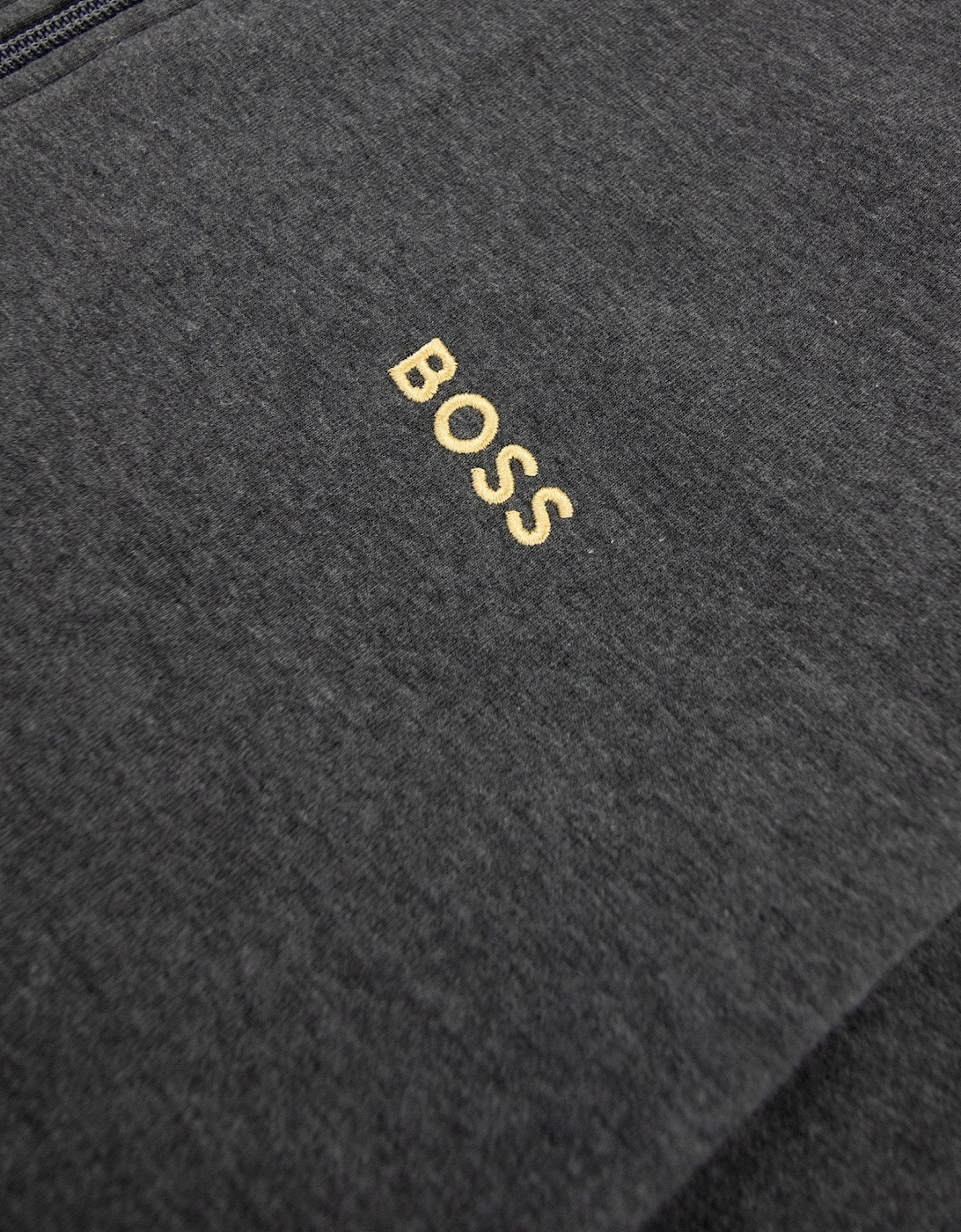 Hugo Boss Logo-embroidered Zip-up Jacket In Stretch Cotton Dark Grey 010