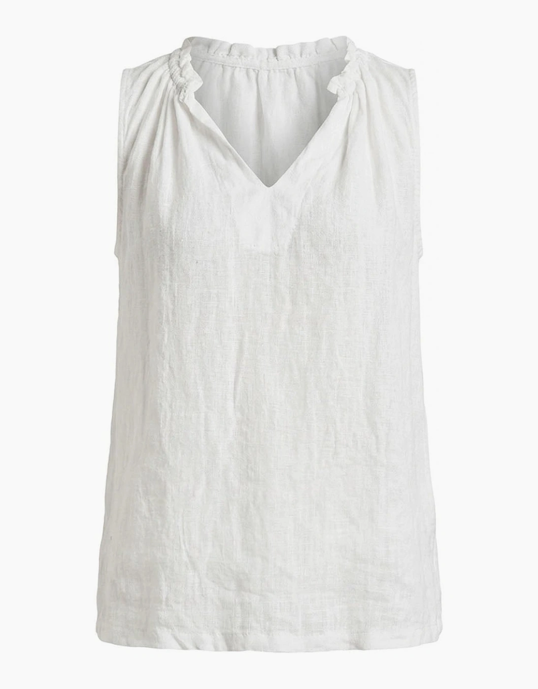 White Pure Linen Sleeveless Top