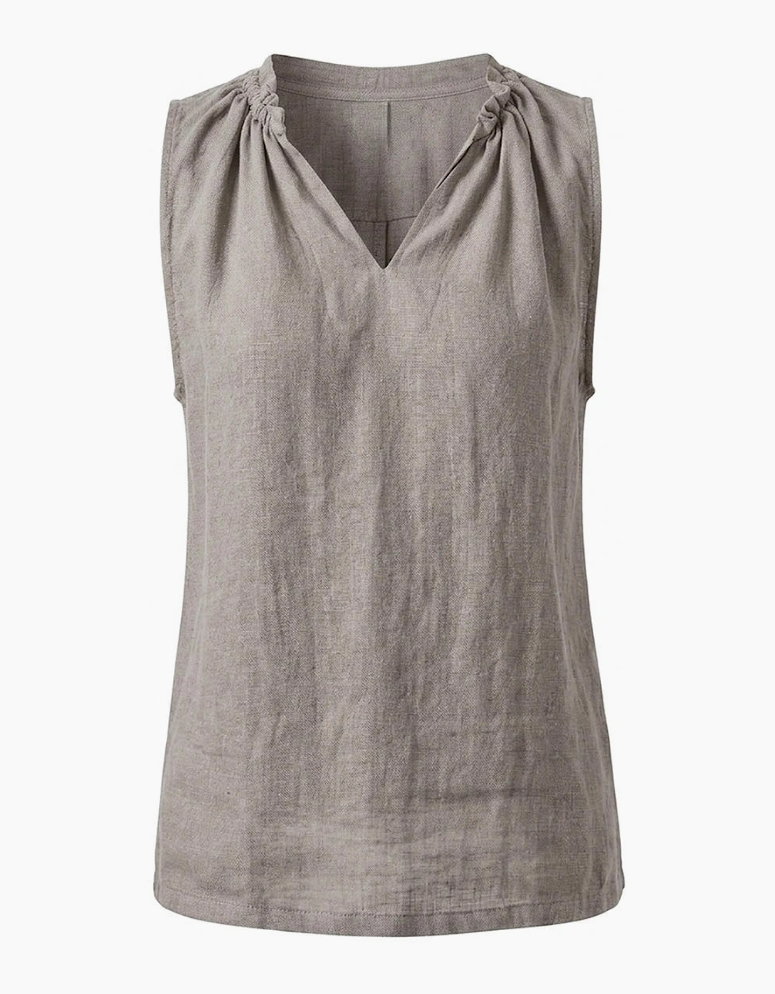 Taupe Pure Linen Sleeveless Top
