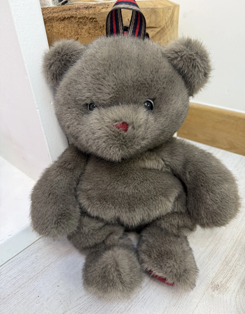 Grey Faux Mink Teddy Backpack