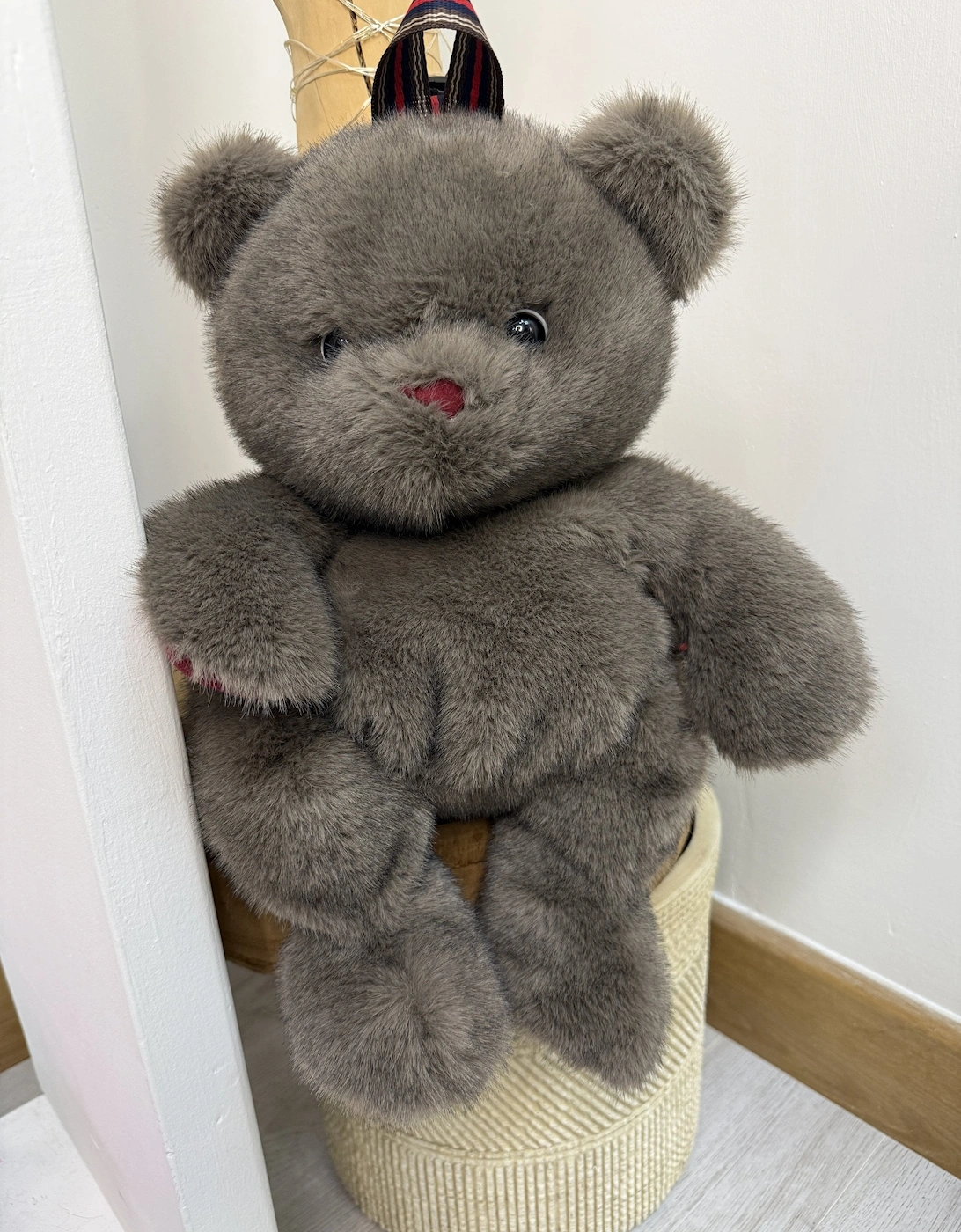 Grey Faux Mink Teddy Backpack, 3 of 2