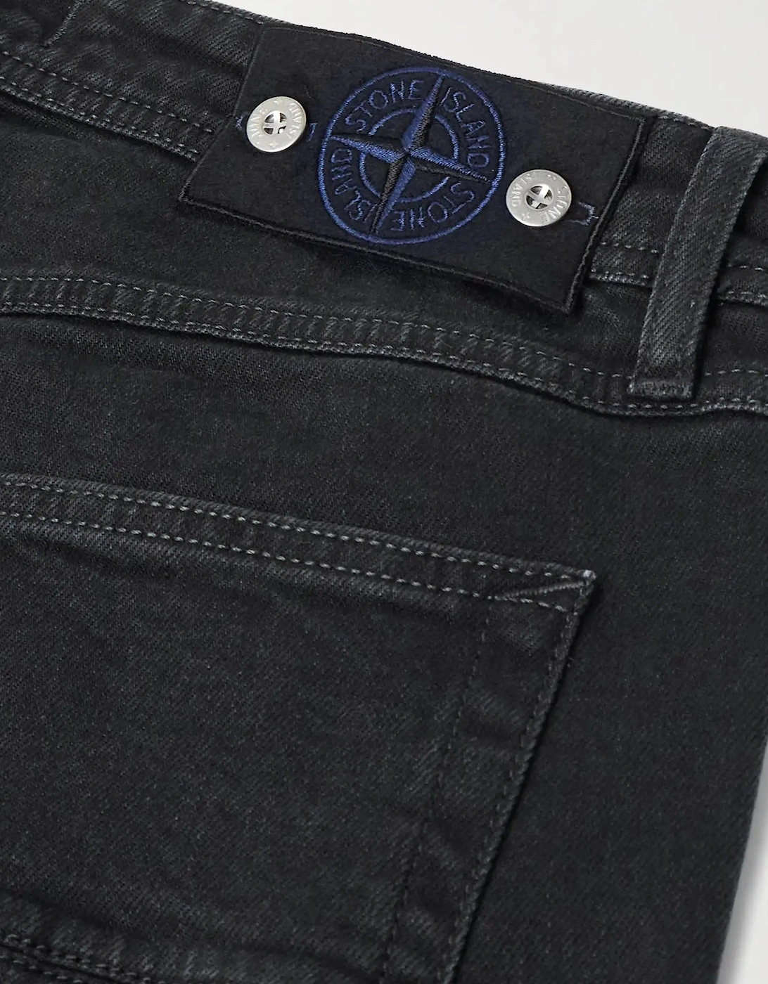 Stone Island Blue Rinsed Buttoned Indigo Denim Jeans Black