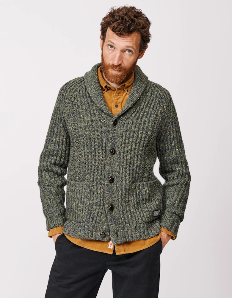 Priory Fisherman Rib Shawl Collar Cardigan