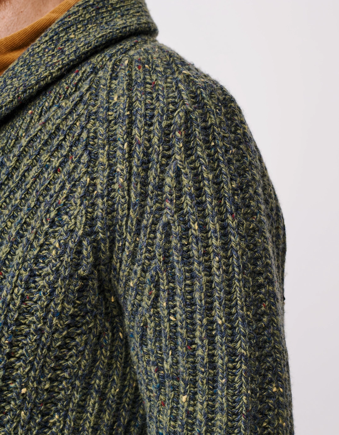 Priory Fisherman Rib Shawl Collar Cardigan