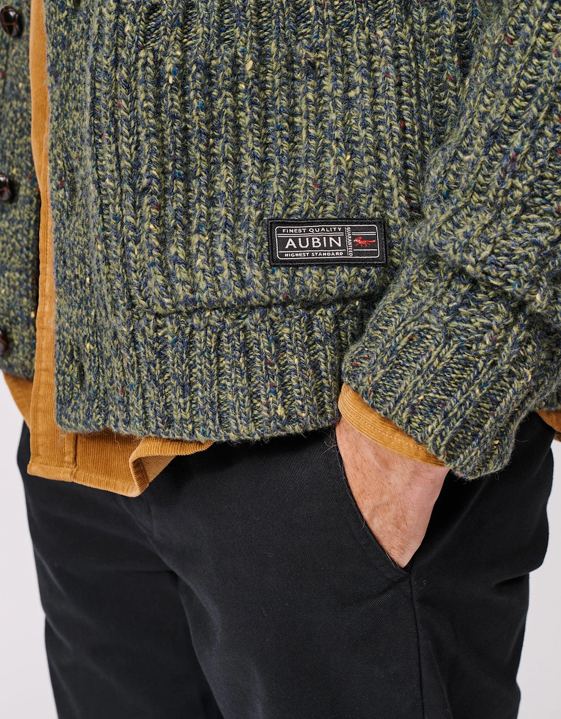 Priory Fisherman Rib Shawl Collar Cardigan