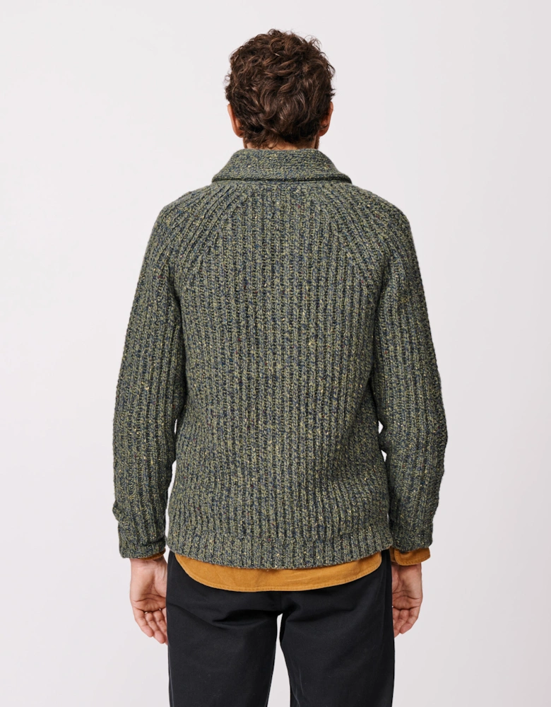 Priory Fisherman Rib Shawl Collar Cardigan