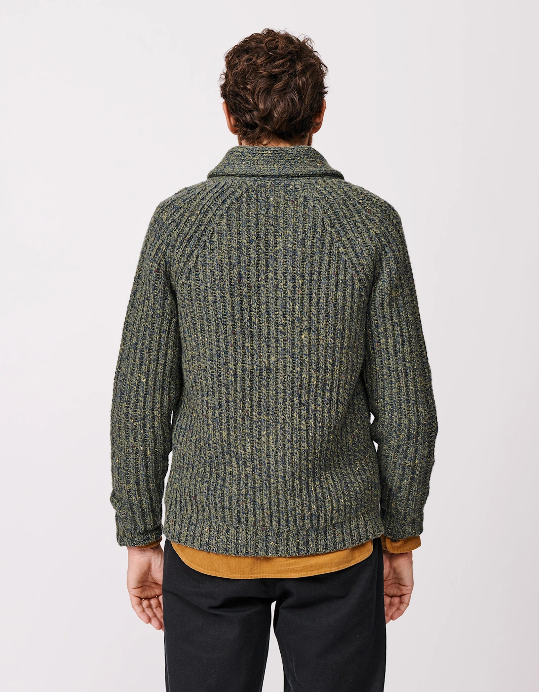 Priory Fisherman Rib Shawl Collar Cardigan