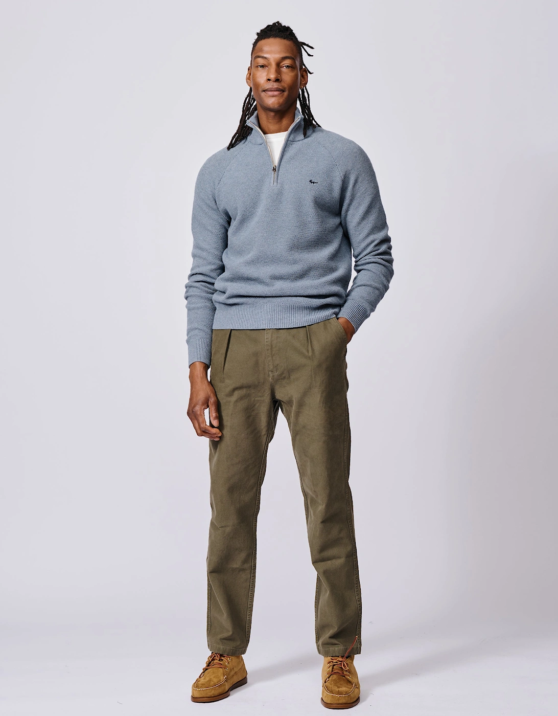 Owmby Cotton Zip Neck