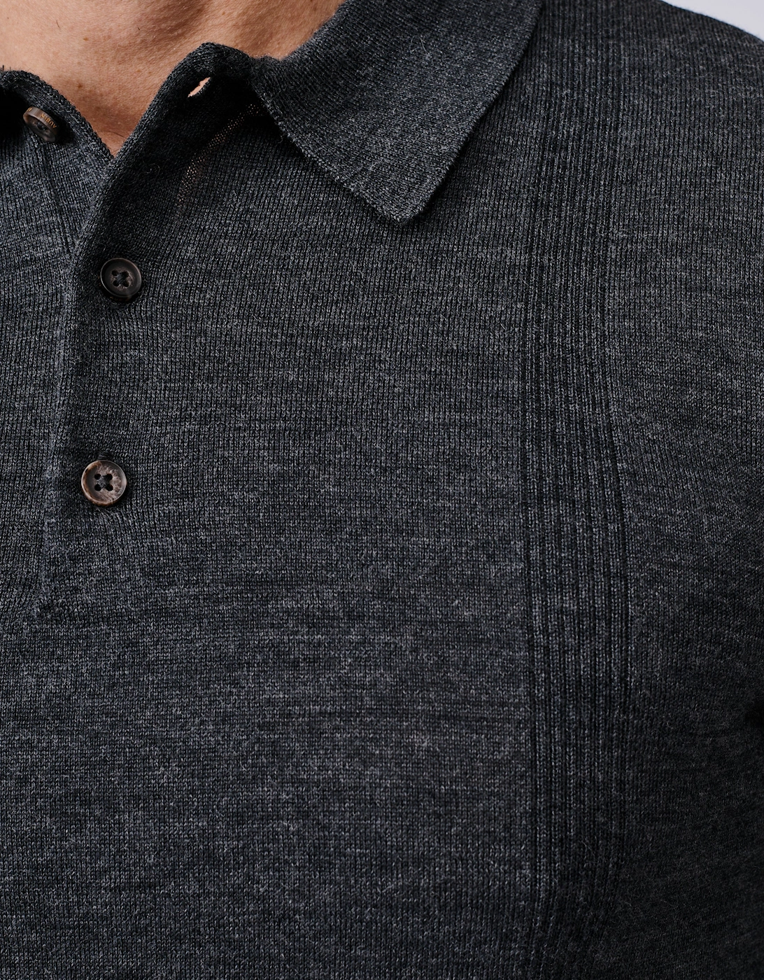 Elm Extra Fine Merino Textured Long Sleeve Polo