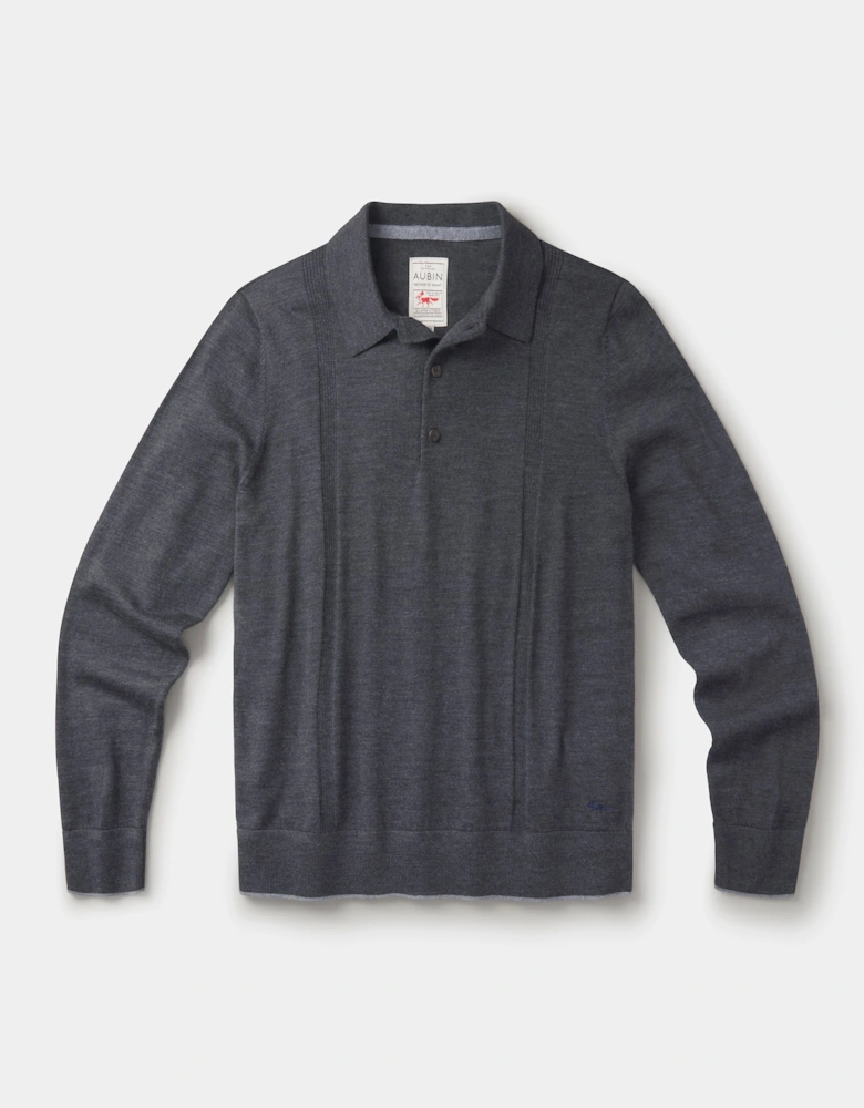 Elm Extra Fine Merino Textured Long Sleeve Polo