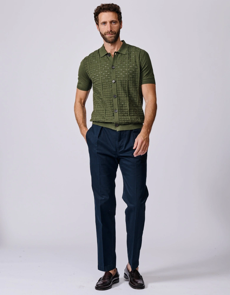 Manor Textured Button Through Polo