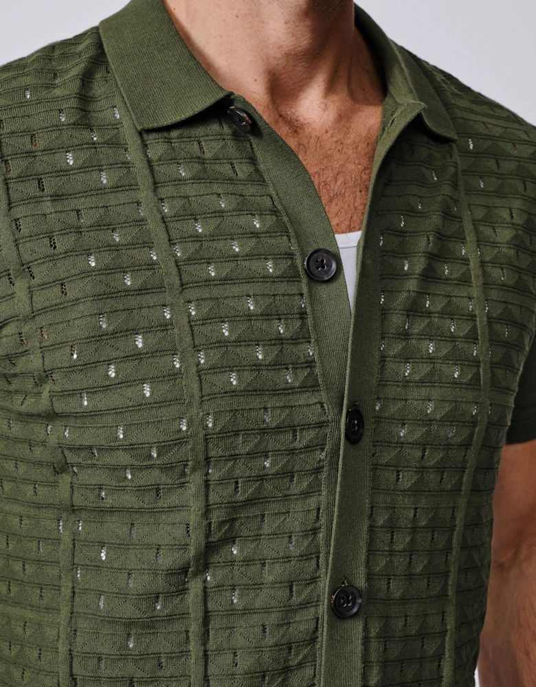 Manor Textured Button Through Polo