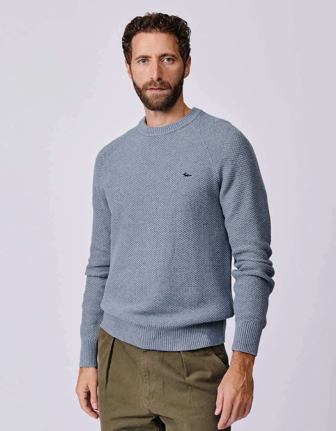 Norton Cotton Merino Textured Crew Neck, 7 of 6