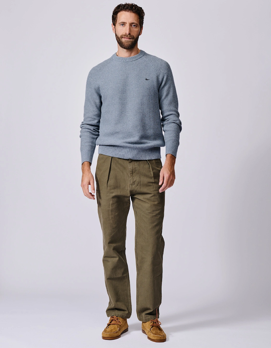 Norton Cotton Merino Textured Crew Neck